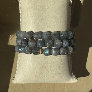 Set of 3 Handcrafted Labradorite Stretch Bracelets